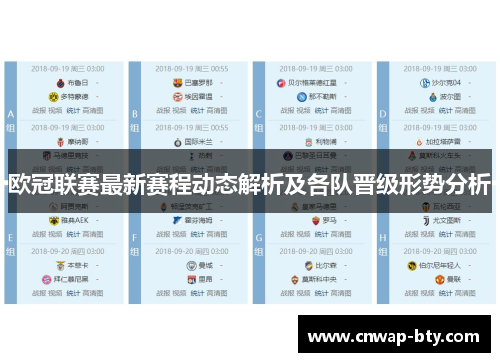 欧冠联赛最新赛程动态解析及各队晋级形势分析