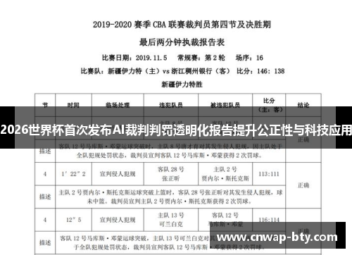 2026世界杯首次发布AI裁判判罚透明化报告提升公正性与科技应用 2026世界杯首次发布AI裁判判罚透明化报告提升公正性与科技应用